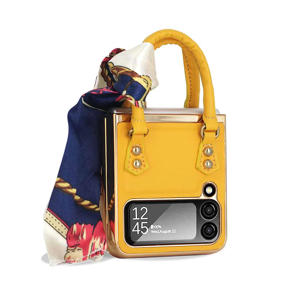 Newest Color Handbag Fashion Silk Scarf Galaxy Z Flip3 Flip4 Phone Case - casetiphone